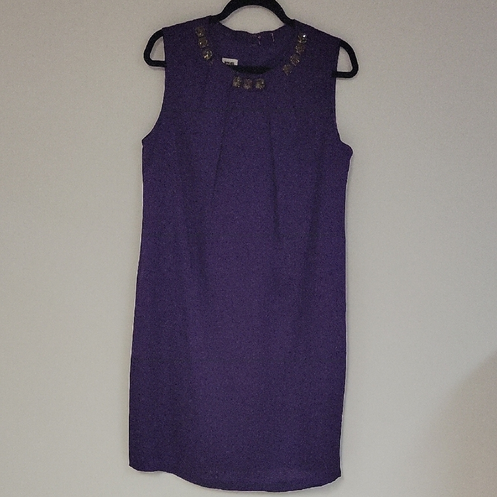Anne Klein Purple Sleeveless Sheath Dress